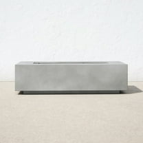 Lisonu Modern Concrete Propane Outdoor Fire Pit Table with Adjustable Flame Control in Cream White