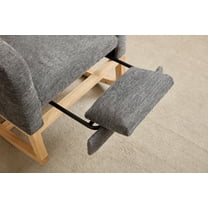 Lisonu Modern Nursery Glider Rocking Chair, Upholstered High-Back Rocker in Dark Gray Teddy Fabric, Comfy Lounge Armchair with Side Pocket & Solid Wood Legs