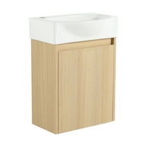 Lisonu Modern Oak 16" Bathroom Vanity Sink Combo with Ceramic Sink and Cabinet for Small Spaces