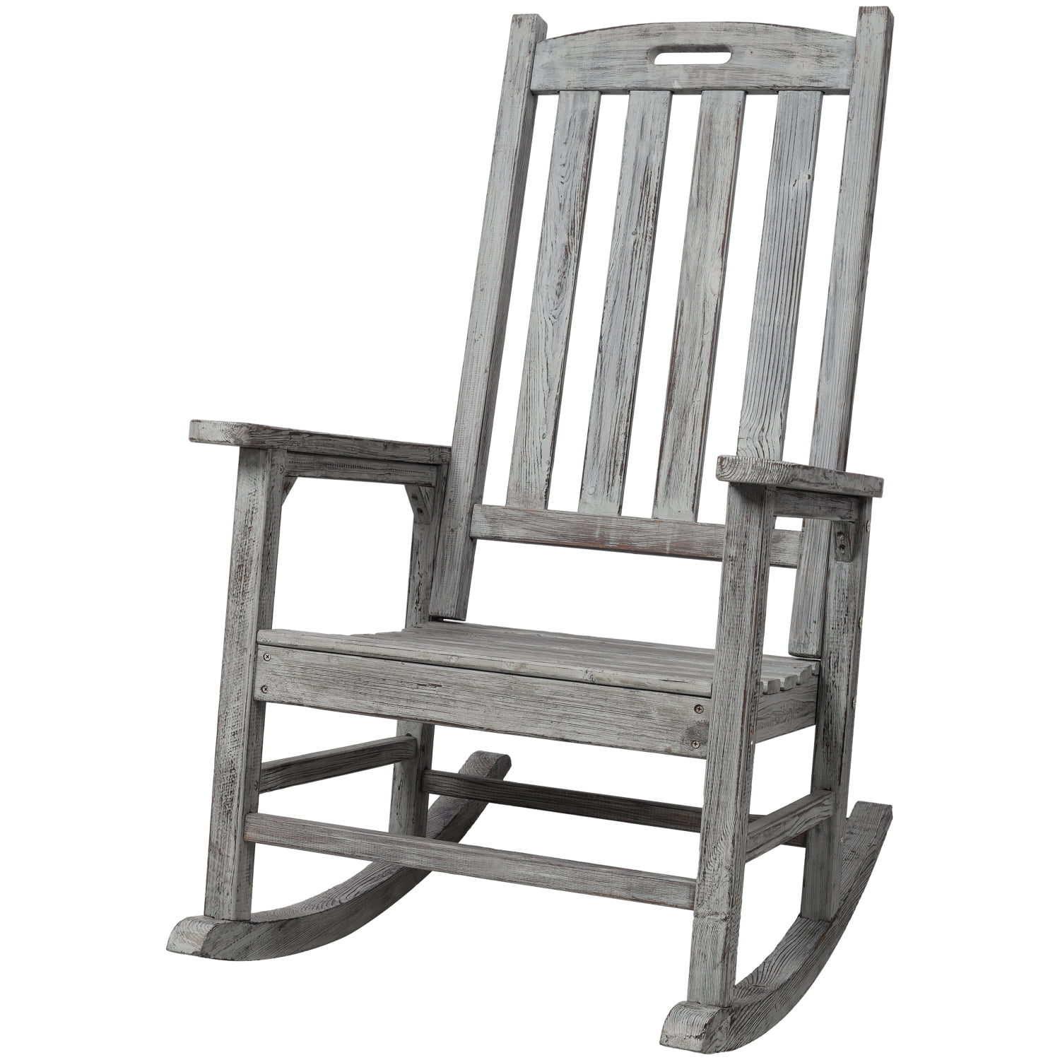 Large Rocker Chairs Lisonu Oversized Porch Rocker Chair, Light Gray Solid Fir Wood High ...