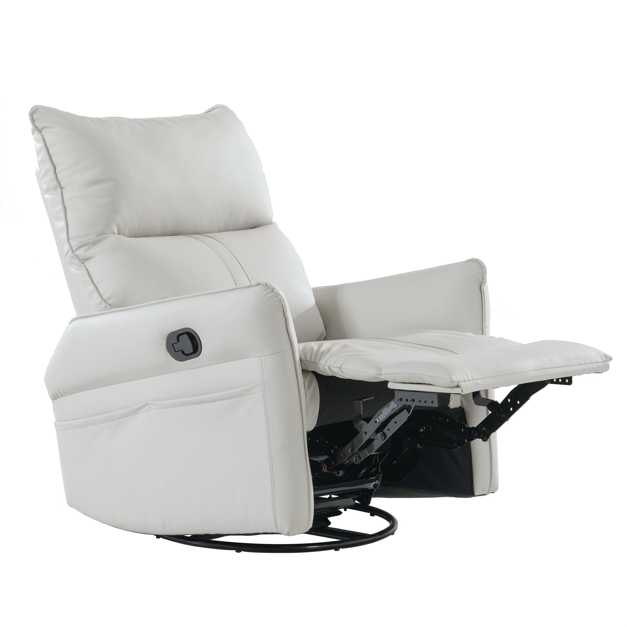 Lisonu PU Rocking Recliner Chair, 360° Swivel Nursery Rocking Chair ...