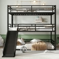 thumbnail image 1 of Lisonu Queen over Queen over Queen Triple Bunk Bed, Heavy-Duty Metal 3-Tier Bunk Bed for Adults & Teens, Space-Saving Solution for Vacation Homes, Black, 1 of 17