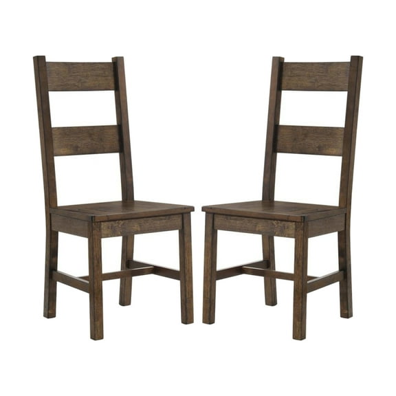 Lisonu Rustic Farmhouse Dining Chairs, Set of 2, High Ladder Back Solid Wood Kitchen Chairs, Traditional Side Chair for Dining Room, Rustic Golden Brown Finish