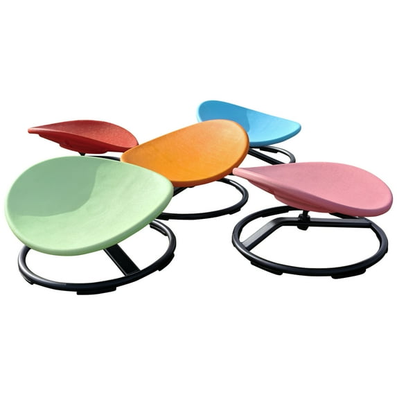 Lisonu Sensory Swivel Chair for Active Seating, 360-Degree Spinning Balance Board, Durable PP Plastic Wobble Seat for Improving Coordination and Focus, Red