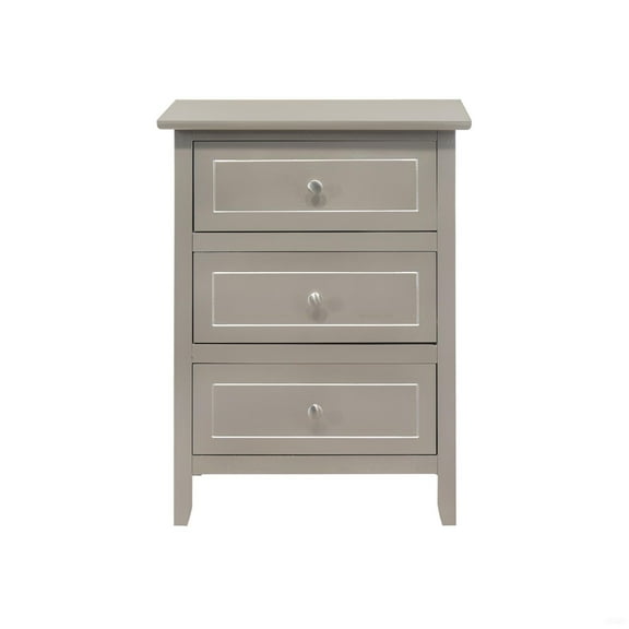 Lisonu Sleek Contemporary Nightstand with Silver Champagne Finish in Durable Wood Solids and Veneers