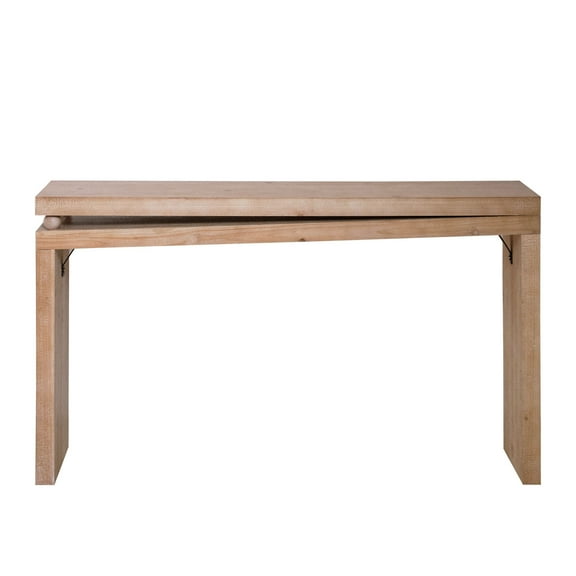 Lisonu Slim Natural Wood Console Table – 52.6" Narrow Entryway Table with Bead Detail