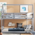 thumbnail image 1 of Lisonu Twin Over Twin House Bunk Bed, Grey Solid Rubberwood Floor Bunk Bed Frame with Roof, Ladder, and Safety Guardrails, Space-Saving Bedroom Furniture, 1 of 25