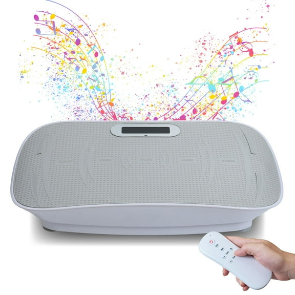 Lisonu Vibration Platform Machine, Grey Whole Body Fitness Plate with Bluetooth Music Sync, Remote, 10 Speeds & Anti-Static Pedals, 440lb Capacity for Home Workout