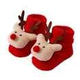 thumbnail image 1 of Lispipm 0-1Y Infant Baby Christmas Socks Fleece Lined Non Slip Winter Warm Crib Footwear Toddler First Walking Slippers Red 0-1 Years, 1 of 5