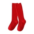 thumbnail image 1 of Lispipm 0M-8Y Trends Toddler Long Knee High Socks Boys and Girls Knitted Stocking Fall Winter Little Kid Rib Stock Red 5-8 Years, 1 of 3