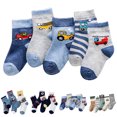 thumbnail image 1 of Lispipm 5 Pairs Toddlers Sock Cartoon Cars Print Cotton Sock Boys Soft Breathable Ankle Socks 2026 Summer Fall Stockings Blue 9-13 Years, 1 of 4