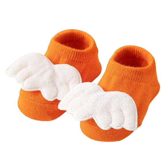 Lispipm Baby Boy Socks Girl Non Slip Grip Ankle Socks Newborn Funny Sock Cartoon Stars Walking Sock Soft Warm Knitted Socks Orange 0-3 Months