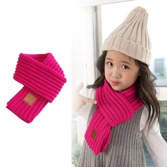 Lispipm Baby Boys Girls Winter Scarf Infant Fall Small Knitted Scarves Soft Warmer Neck Neckerchiefs for Children Students Pink