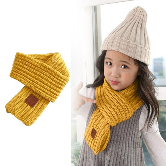 Lispipm Baby Boys Girls Winter Scarf Infant Fall Small Knitted Scarves Soft Warmer Neck Neckerchiefs for Children Students Yellow