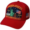 thumbnail image 1 of Lispipm Baseball Caps for Women Men 250 Anniversary USA Hat Patriotic Embroidered Hats Outdoor Sun Cap for All Season Red, 1 of 7