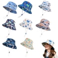 thumbnail image 1 of Lispipm Boys and Girls Bucket Hat 2026 Summer Outdoor Camping Hat Cartoon Print Sun Caps Adjustable Outdoor Kids Cap Blue 3-7 Years, 1 of 8