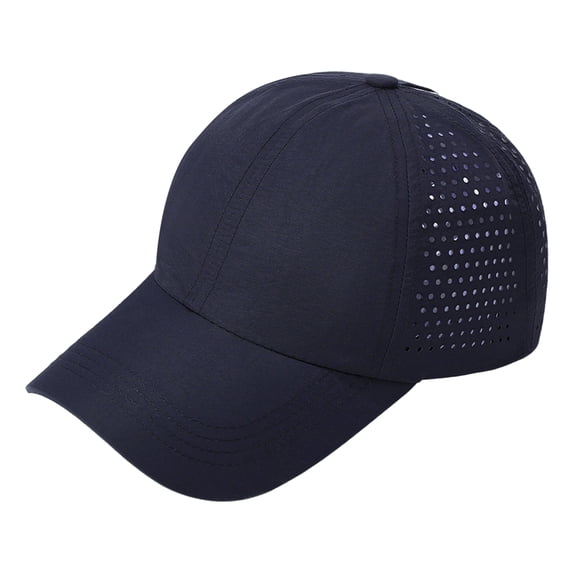 Lispipm Breathable Mesh Baseball Caps for Women Men Lightweight Trucker Hats Outdoor Sports Sun Caps with Ponytail Hole Blue