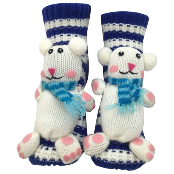 Lispipm Christmas Socks for Women Winter Knitted Sleeping Warm Socks Cartoon Carpet Stockings Cute Gifts for Friends Navy