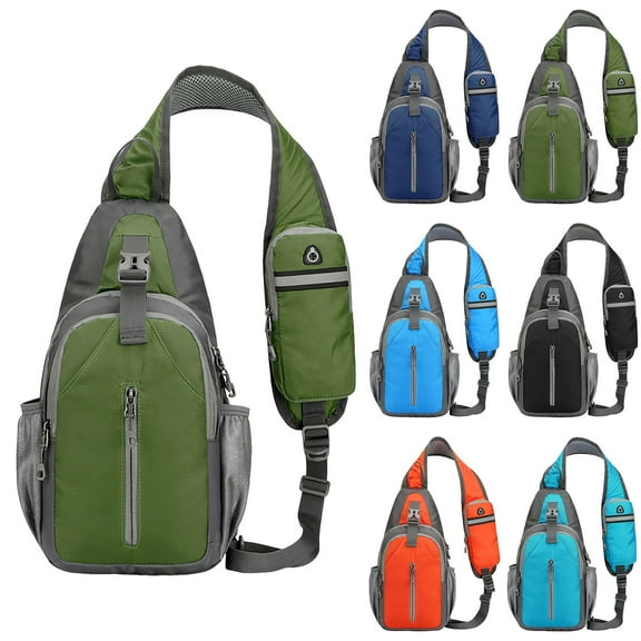 Lispipm Crossbody Sling Bag for Women Men Travel Hiking Backpack Anti Theft Phone Pocket Chest Bag Outdoors Sport Daypack With Earphone Hole Black