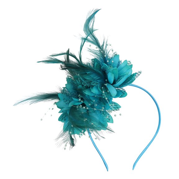 Lispipm Fashion Hairband Feathers for Women Tea Party Cocktail Wedding Christmas Lightweight Headpiece for Halloween Blue