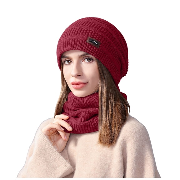 Lispipm Fisherman Bean1e Hats for Women Men Winter Fashion Short Wool Knit Cuffed Cap Roll Edg Unisex Warm Hats Red