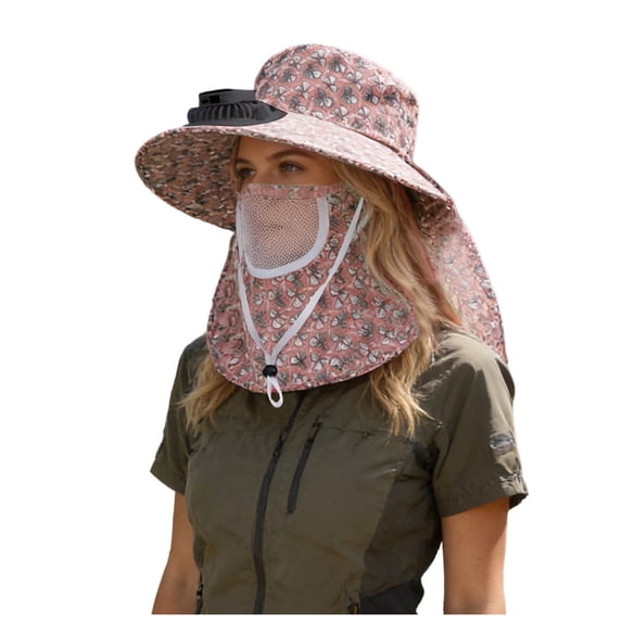 Lispipm Fishing Hat for Women Outdoor Wide Brim Caps with Face and Neck Cover Wide Brim Breathable Bucket Hats for Garden Work Brown