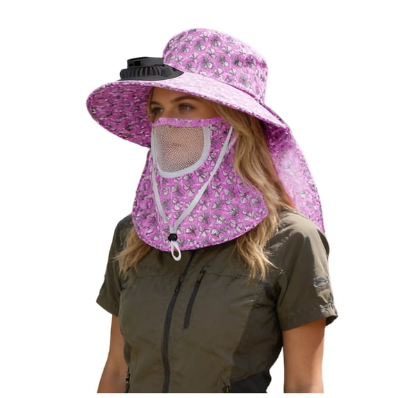 Lispipm Fishing Hat for Women Outdoor Wide Brim Caps with Face and Neck Cover Wide Brim Breathable Bucket Hats for Garden Work Purple