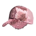 thumbnail image 1 of Lispipm Glitter Sequin Baseball Cap Adjustable Party Hats Summer Outdoor Trucker Hat Ladies Trendy Ponytail Opening Caps Pink, 1 of 7