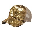 thumbnail image 1 of Lispipm Glitter Sequin Baseball Cap Adjustable Party Hats Summer Outdoor Trucker Hat Ladies Trendy Ponytail Opening Caps Yellow, 1 of 4