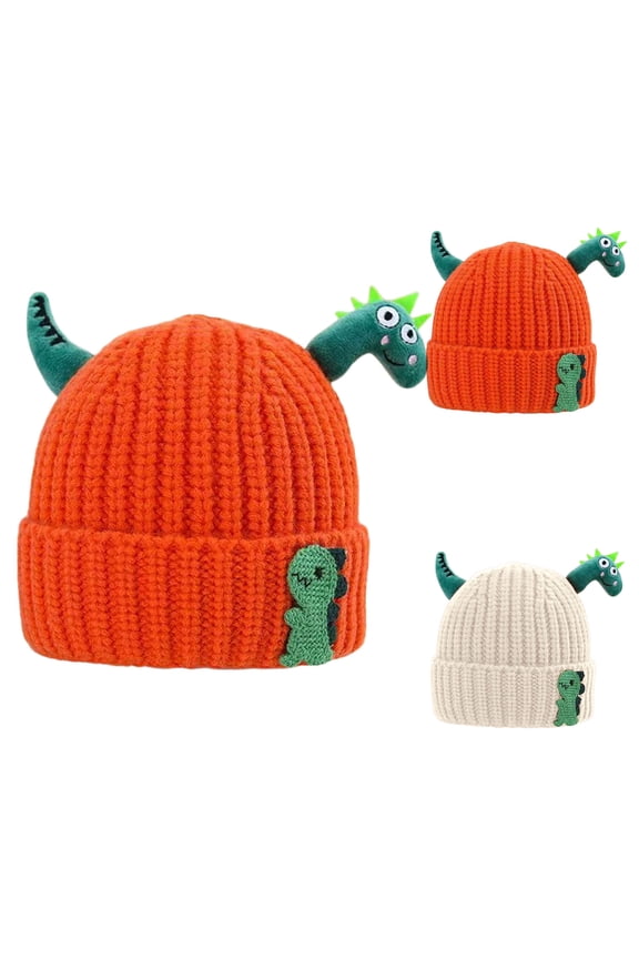 Kids Beenie Hats Winter Knitted Stretchy Cartoon Warmer Cap Toddler Windproof Hats Gift for Boys Girls Beige 0-24 Months