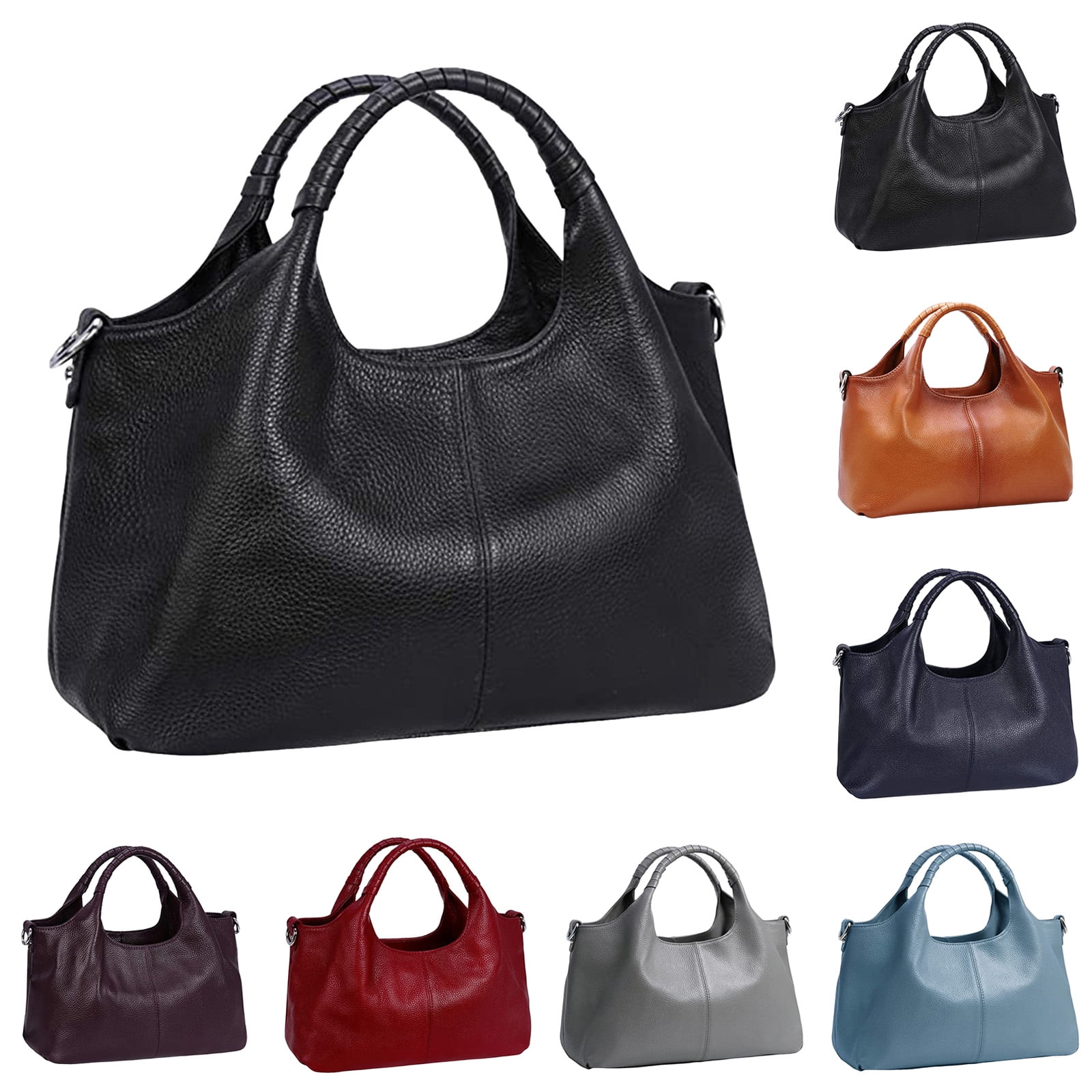 Lispipm Leather Purses and Handbags for Women Retro Top Handle Crossbody Shoulder Bags Ladies Tote Satchel with Detachable Strap Black