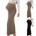 thumbnail image 1 of Lispipm Maternity Adjustable Waist Maxi Skirt Summer Rib Knit High Waist Stretchy Pregnancy Long Pencil Skirts for Daily Black L, 1 of 8