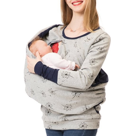 Lispipm Maternity Hoodie for Women Pregnancy Long Sleeve Pullover Casual Fall Winter Warmth Breastfeeding Sweatshirt Silver L