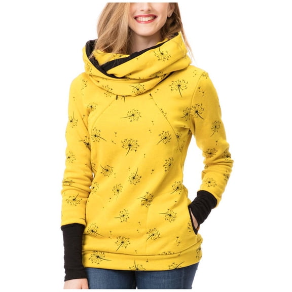 Lispipm Maternity Hoodie for Women Pregnancy Long Sleeve Pullover Casual Fall Winter Warmth Breastfeeding Sweatshirt Yellow L