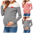 thumbnail image 1 of Lispipm Maternity Pullover for Women 2026 Spring Crewneck Sweatshirts Stripe Casual Tops for Ladies Daily Outdoor Shopping Black L, 1 of 5
