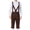 thumbnail image 1 of Lispipm Men Lederhosen Adjustable Strap Oktoberfest Outfit Traditional Retro Trousers for Beer Festival Daily Wear Brown M, 1 of 5