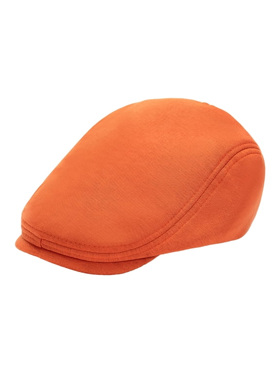 Men's Cotton Beret Hat Newsboy Flat Cap Driving Cabbie Versatile Hat for Spring and Summer Daily Wear Orange