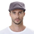 thumbnail image 1 of Lispipm Mens Beret Retro Newsboy Cabbie Flat Cap Soft Stretch Fit Men Hats for Outdoor Warmth and Sun Shading Grey, 1 of 6