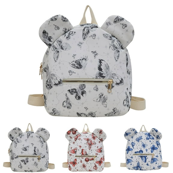 Lispipm Mini Backpack Purse for Women Small Nylon Double Strap Shoulder Bag Ladies Zip Cute Casual Travel Bag with Butterfly Print Black