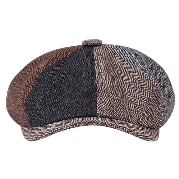 Lispipm Newsboy Cap Cabbie Hat for Men Women Wool Flat Caps Vintage Adjustable Size Classic Driving Daily Hat Brown