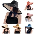 thumbnail image 1 of Lispipm Oversize Beach Sun Hats for Women Summer Travel Reversible Hat Outdoor Wide Brim Adjustable Chin Strap Hiking Caps Beige, 1 of 4