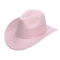 thumbnail image 1 of Lispipm Plain Felts Cowboy Hat for Kids Western Pretend Play Sun Caps Wide Brim Windproof Hats Retro Outdoor Casual Cap Pink 4-10 Years, 1 of 5