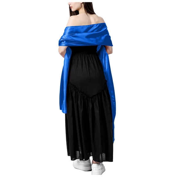 Lispipm Satin Shawl Wraps for Women Formal Evening Dresses Wedding Party Silky Scarf Long Soft Chiffon Stole for Banquets Blue