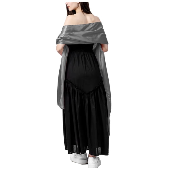 Lispipm Satin Shawl Wraps for Women Formal Evening Dresses Wedding Party Silky Scarf Long Soft Chiffon Stole for Banquets Gray