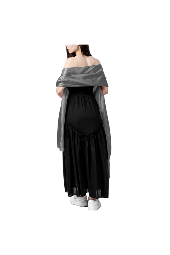 Satin Shawl Wraps for Women Formal Evening Dresses Wedding Party Silky Scarf Long Soft Chiffon Stole for Banquets Gray