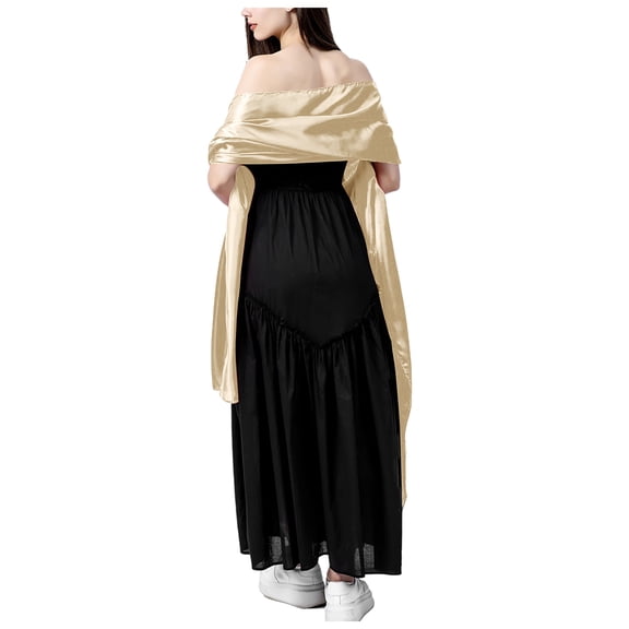 Lispipm Satin Shawl Wraps for Women Formal Evening Dresses Wedding Party Silky Scarf Long Soft Chiffon Stole for Banquets Silver
