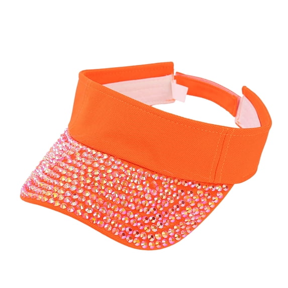 Lispipm Shiny Rhinestones Sun Visor for Women Summer Outdoor Baseball Tennis Caps Ladies Trendy Sports Visors Hats Orange