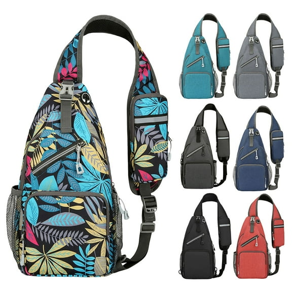 Lispipm Small Crossbody Purses for Women Men Travel Hiking Sling Chest Bags Outdoor Backpack with Phone Pouch and Earphone Hole Black