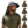 thumbnail image 1 of Lispipm Summer Men's Wide Brim Sun Hat Neck Cover Solar Fan Bucket Hats Unisex Casual Outdoor Beach Vacation Caps Green, 1 of 6