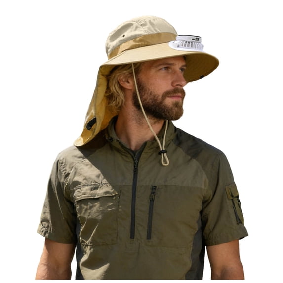 Lispipm Summer Men's Wide Brim Sun Hat Neck Cover Solar Fan Bucket Hats Unisex Casual Outdoor Beach Vacation Caps Yellow